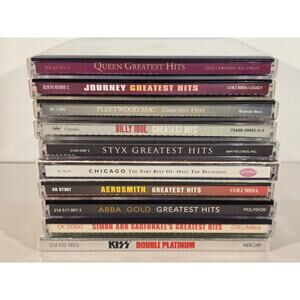 Classic Rock Greatest Hits CD Lot of 10 Queen ABBA Aerosmith Journey Chicago